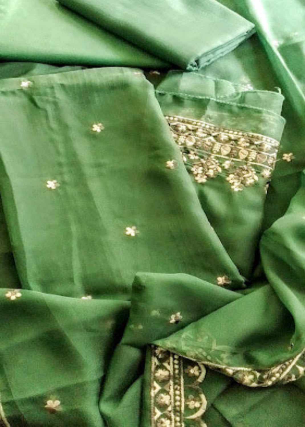 Organza silk unstitched churidar material