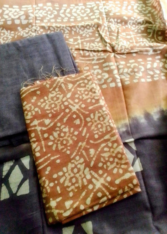 Jute cotton batik printed unstitched churidar material