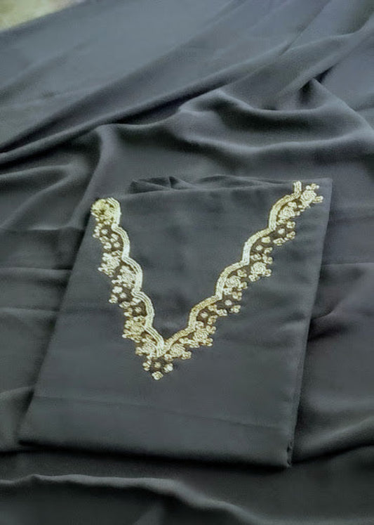 Jet black premium georgette unstitched churidar material