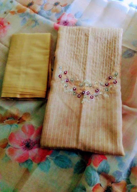 Tissue linen unstitched churidar material