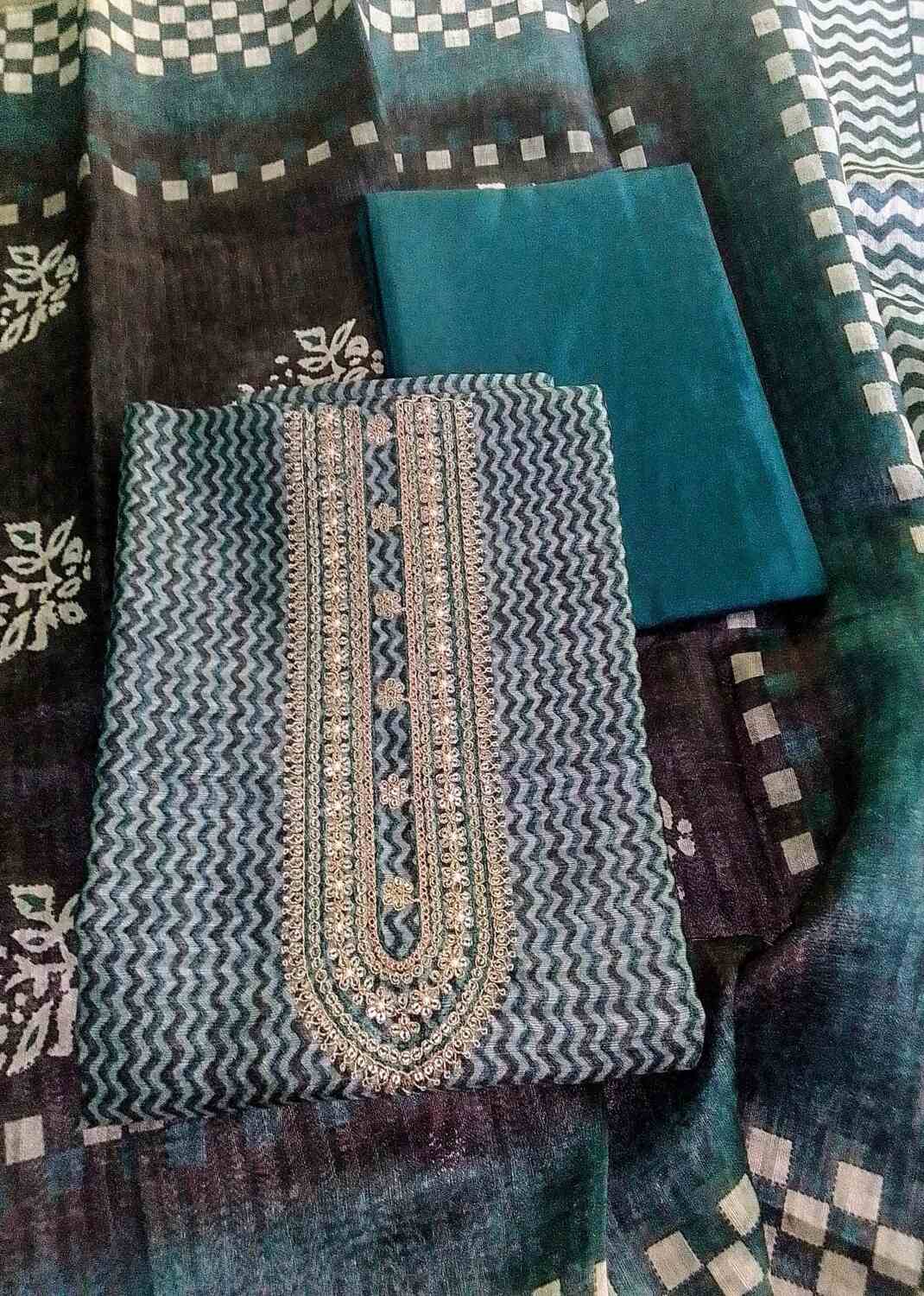 Semi Tusser Unstitched Churidar Material