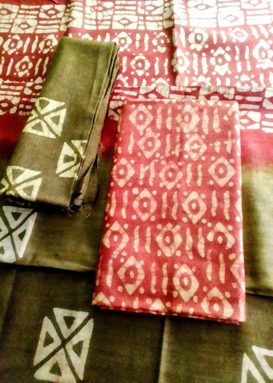 Jute cotton batik printed unstitched churidar material