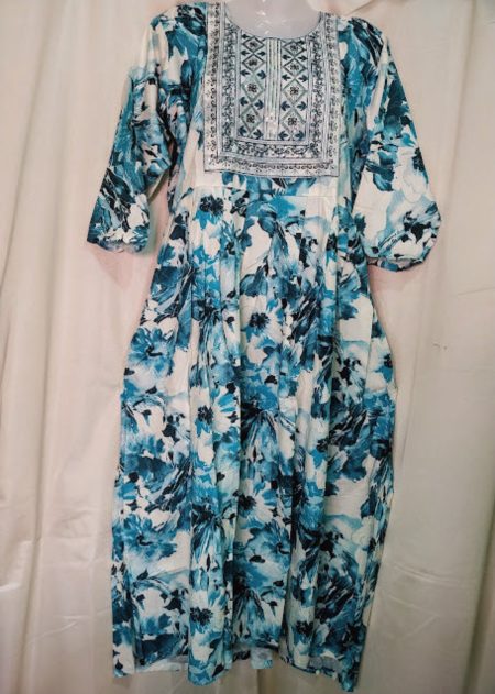Printed Rayon Pleated Kurti