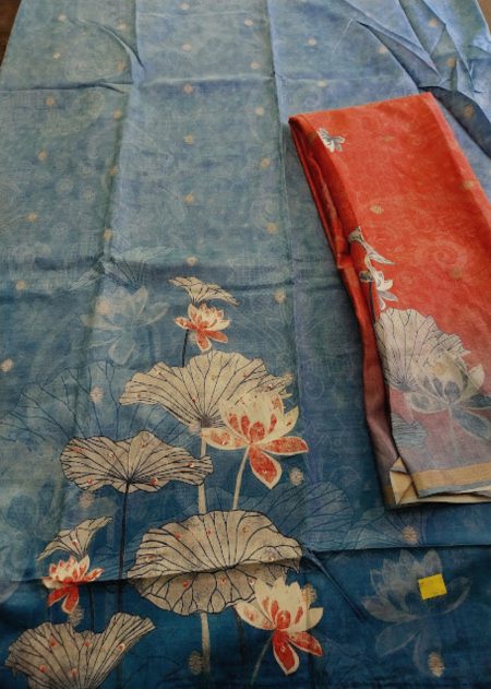 Tusser Silk Digital Printed Unstitched Churidar Material