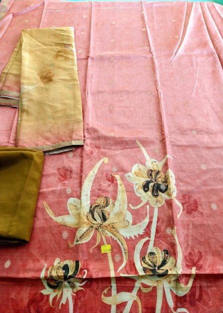 Tusser Silk Digital Printed Unstitched Churidar Material
